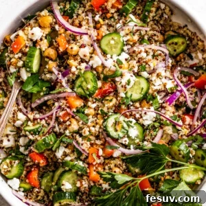 Overhead shot of Jennifer Aniston's bulgur salad in a bowl.