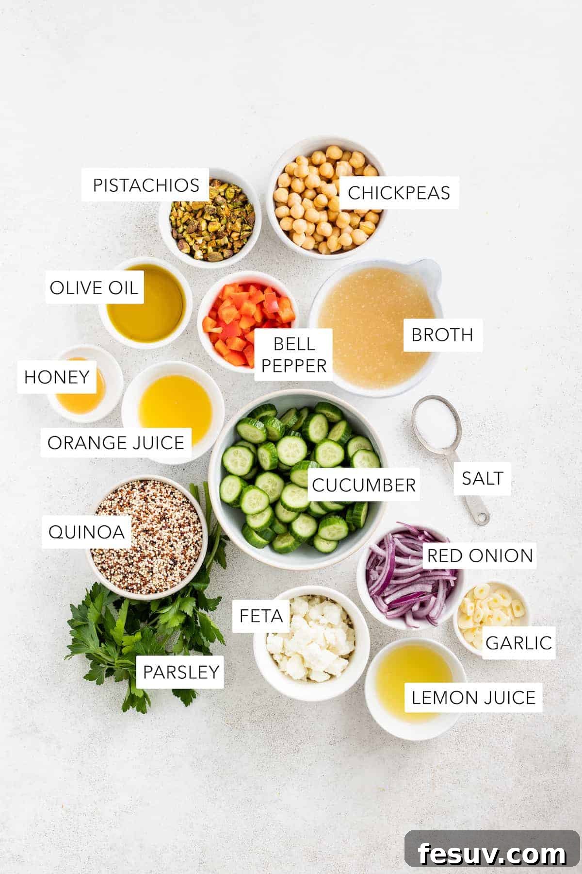 Ingredients for Jennifer Aniston quinoa salad.