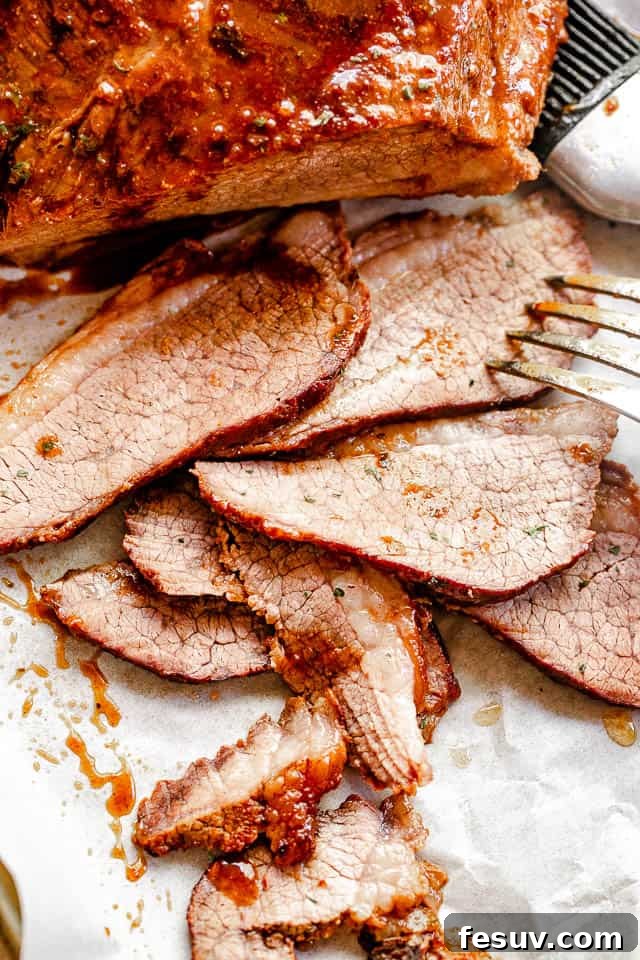 slicing barbecue beef brisket