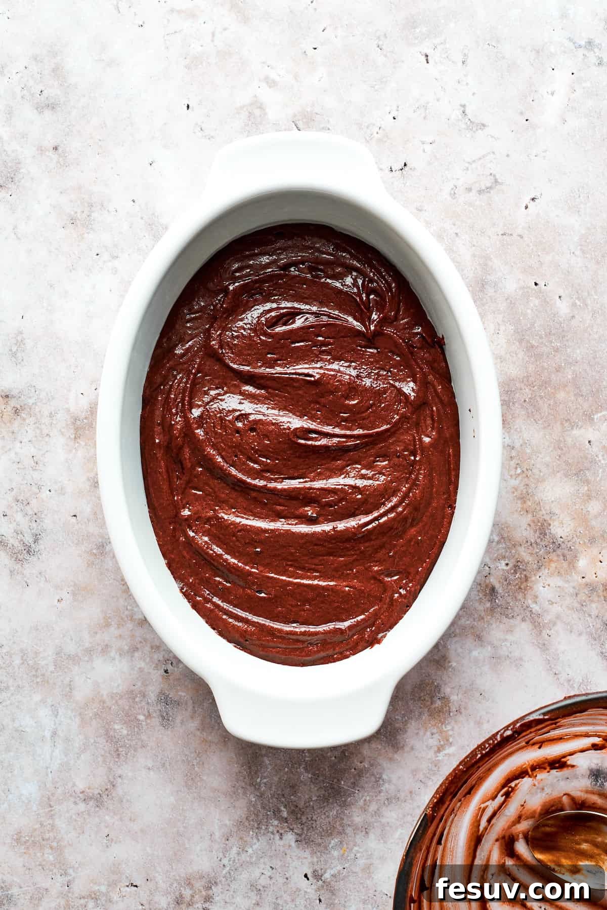 Heavenly Chocolate Pudding Cake 9 Chocolate pudding cake in an oval pan.