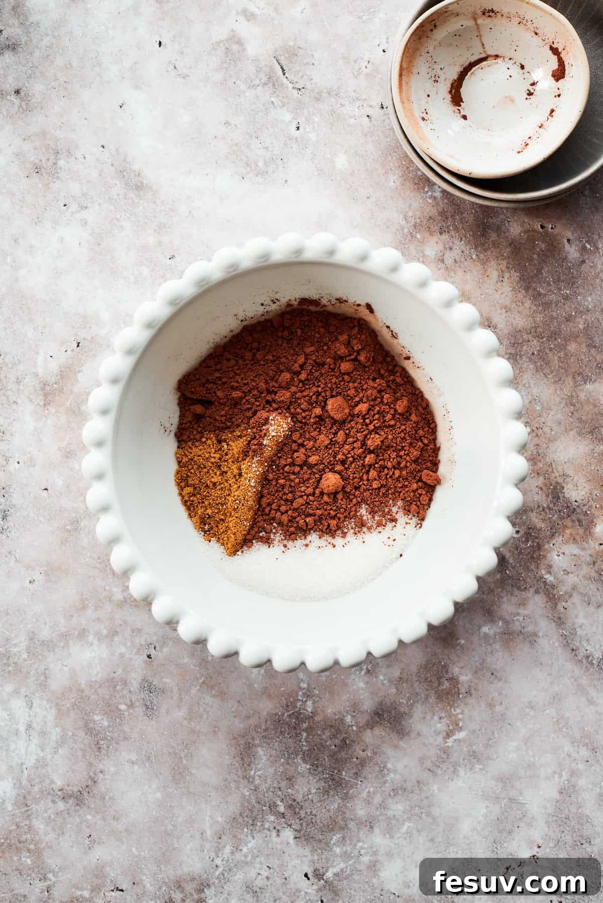 Heavenly Chocolate Pudding Cake 10 The fudge topping ingredients are added to a bowl.