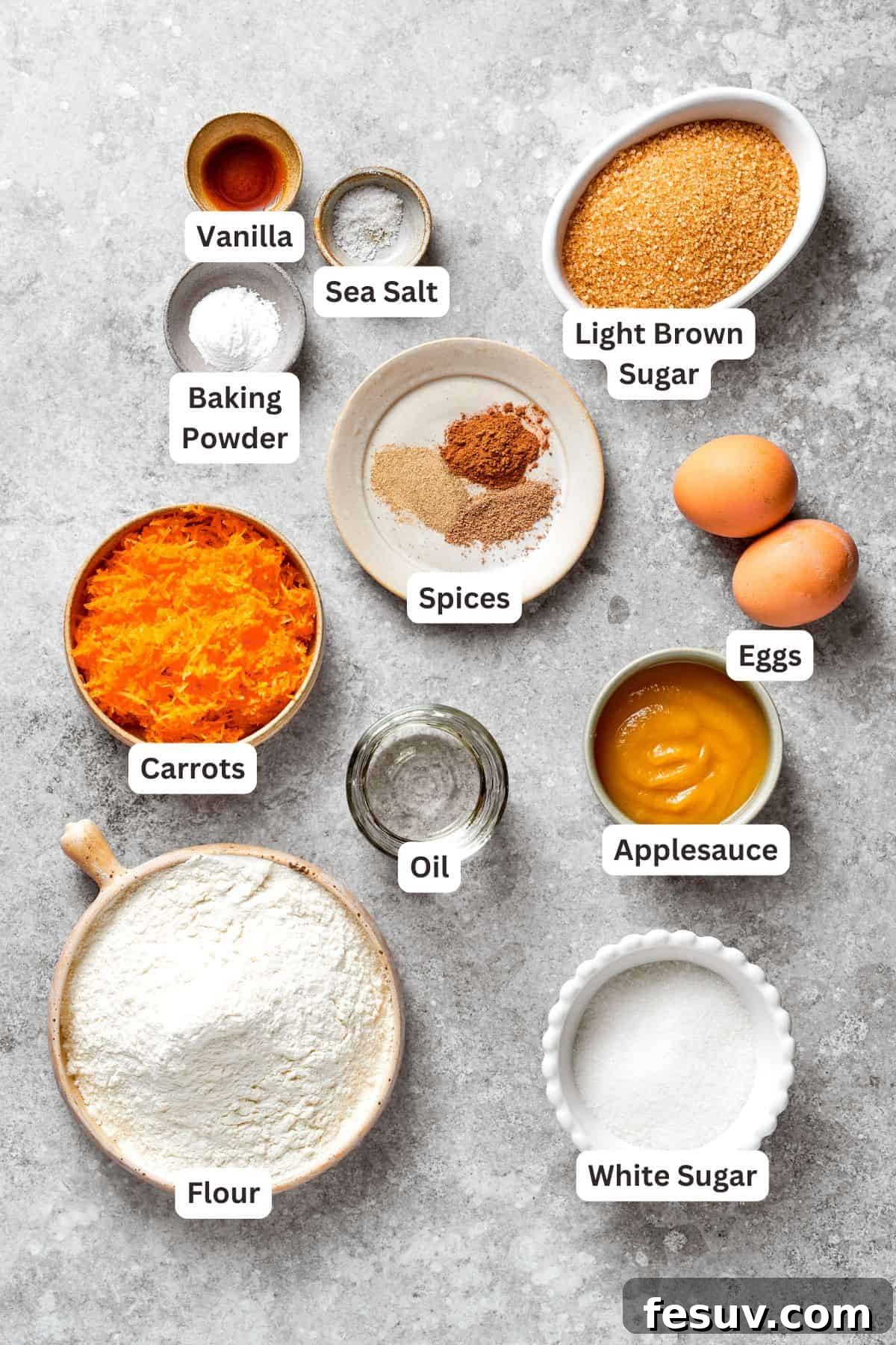 Ingredients for Carrot Cake