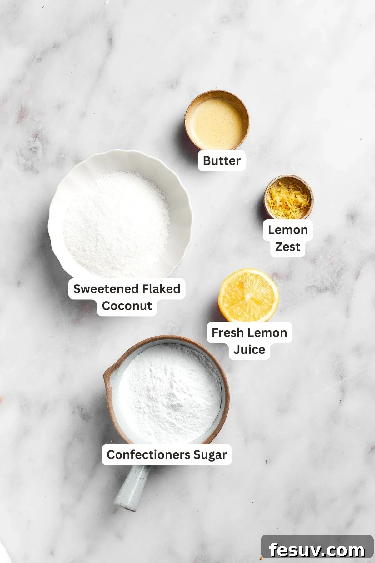 Additional ingredients for the lemon slice icing: powdered sugar, butter, and more lemon.