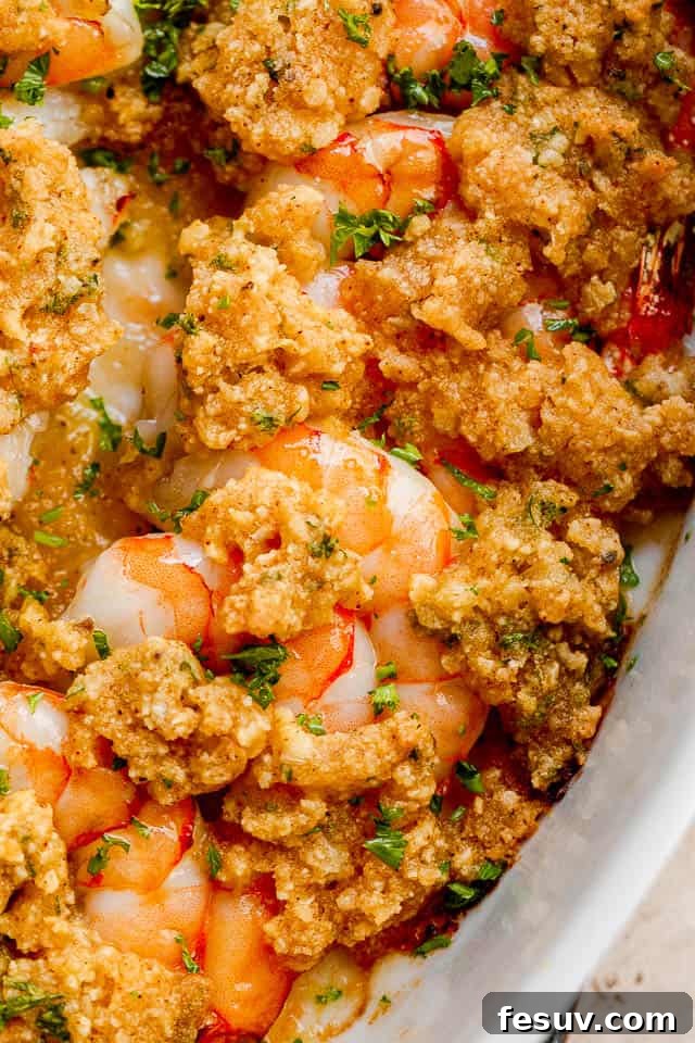 Garlic Butter Baked Shrimp De Jonghe 5 cooked shrimp topped with dollops of garlic herb butter.