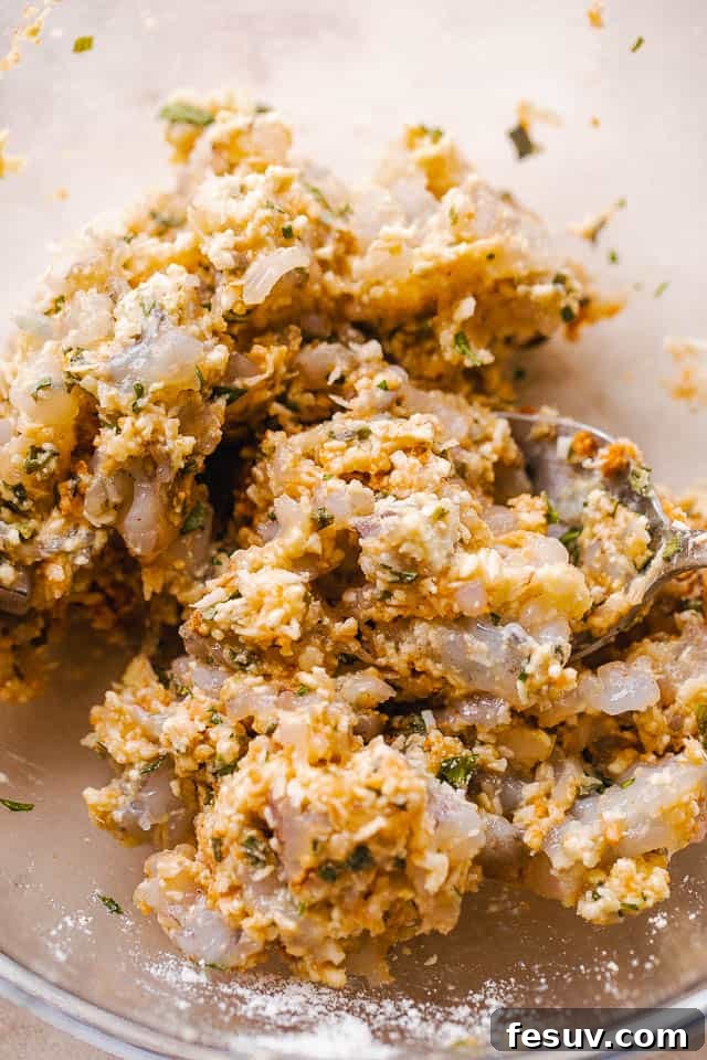 raw mixture for coconut shrimp cakes
