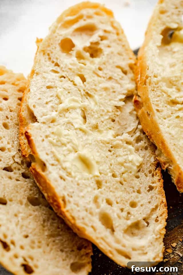 slice of fresh homemade bread on a cutting board