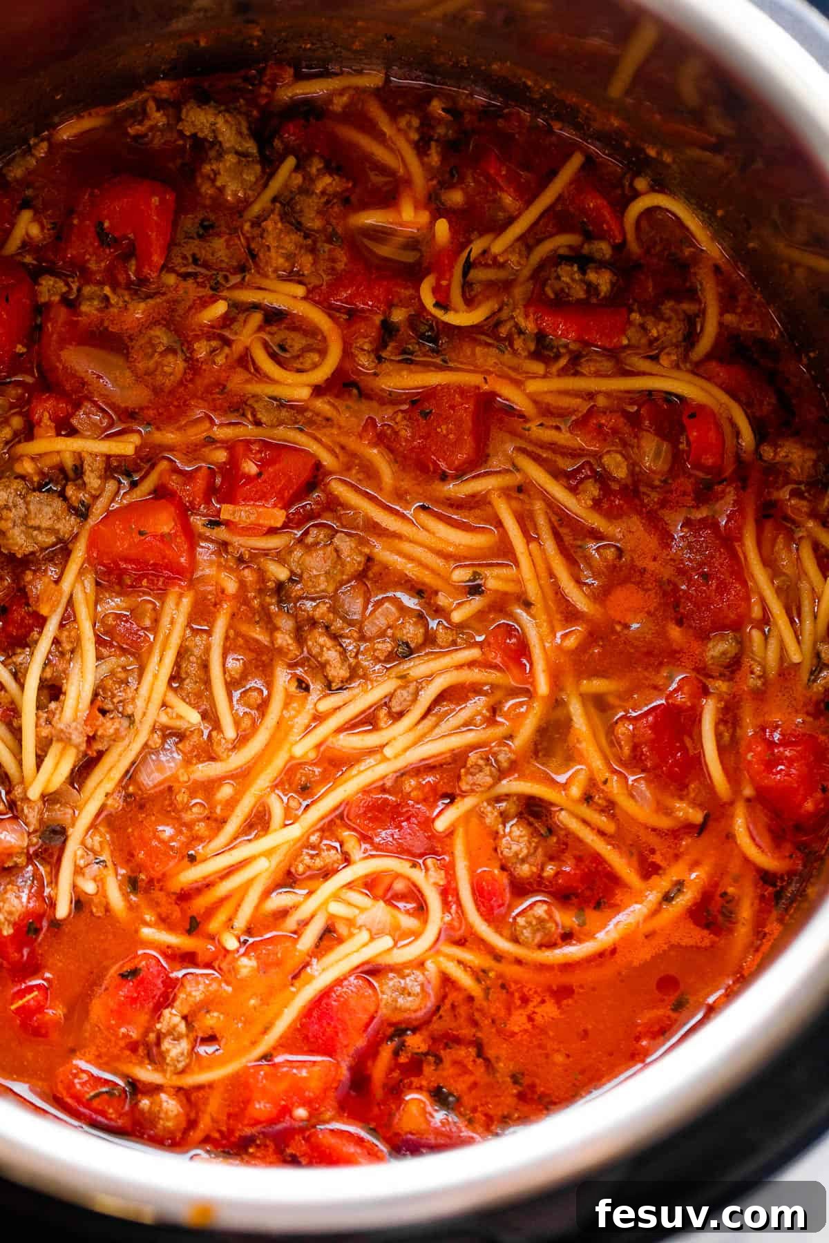 One-Pot Wonder Spaghetti 5 cooking spaghetti in the instant pot