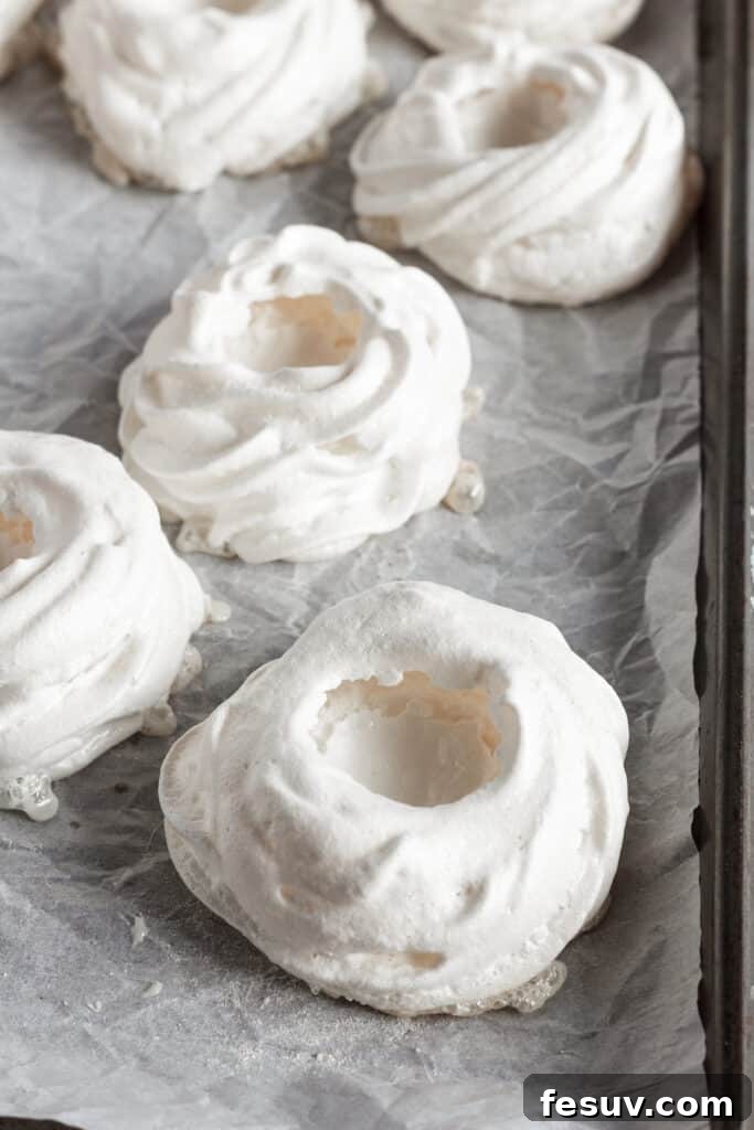 Pavlova nests on a making sheet