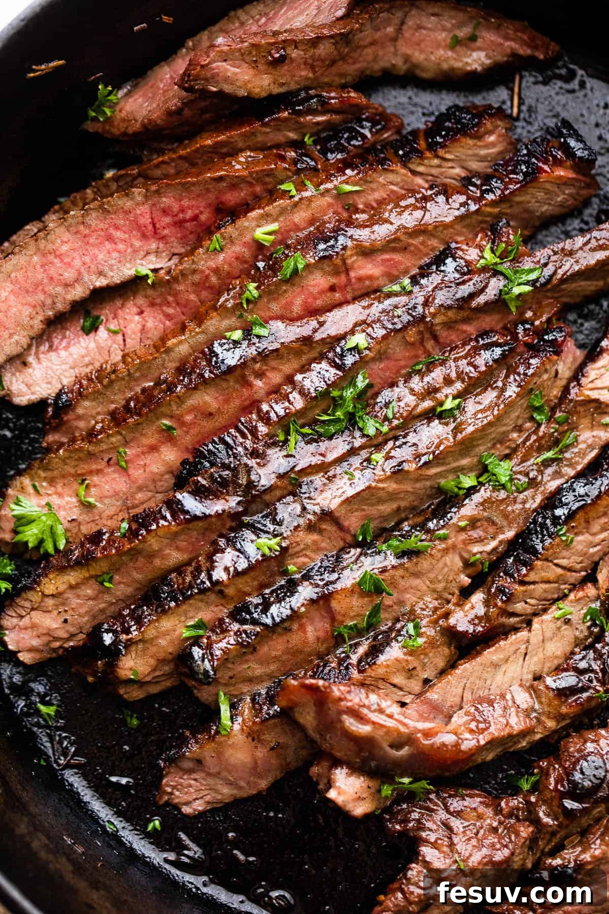 sliced cooked steak